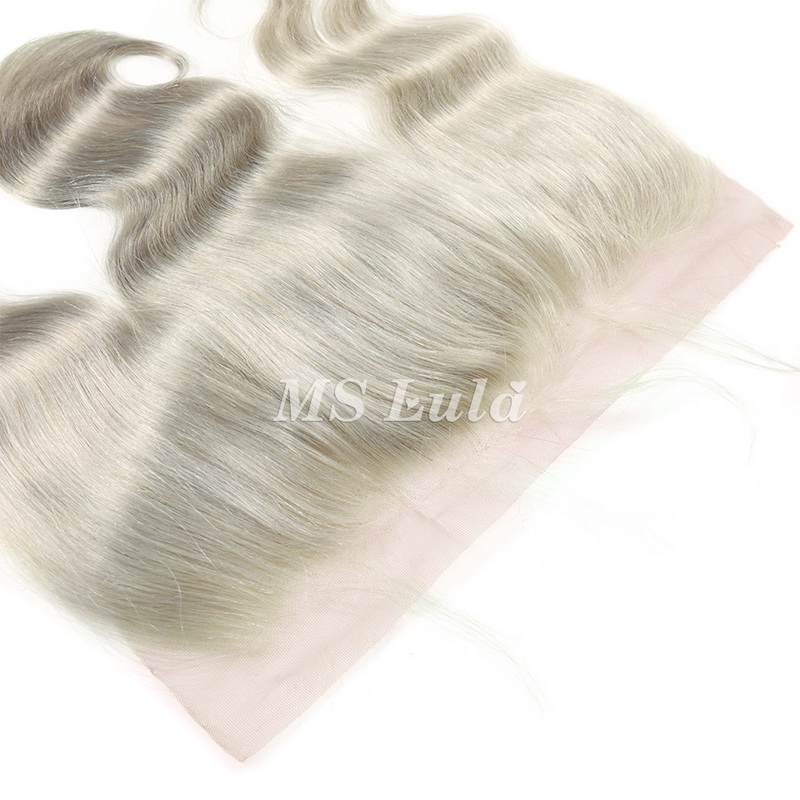 Silver Grey Virgin Hair Body Wave 13X4 Lace Frontal - 图片 7